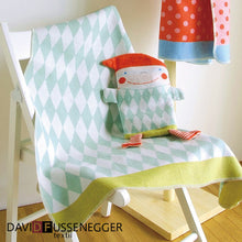 Load image into Gallery viewer, David Fussenegger Green Harlequin Juwel Bassinet Blanket with Puppet