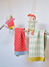 Load image into Gallery viewer, David Fussenegger Green Harlequin Juwel Bassinet Blanket with Puppet