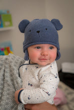 Load image into Gallery viewer, Navy Teddy Knitted Hat - Newborn